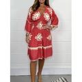 Femme Robe mi-longue Robe casual Robes bohème chic robe boheme Bohême Décontractées Bohème Vacances du quotidien Plage Ample Graphic manche longue Col V Noir Rouge Vert Abricot Eté Printemps