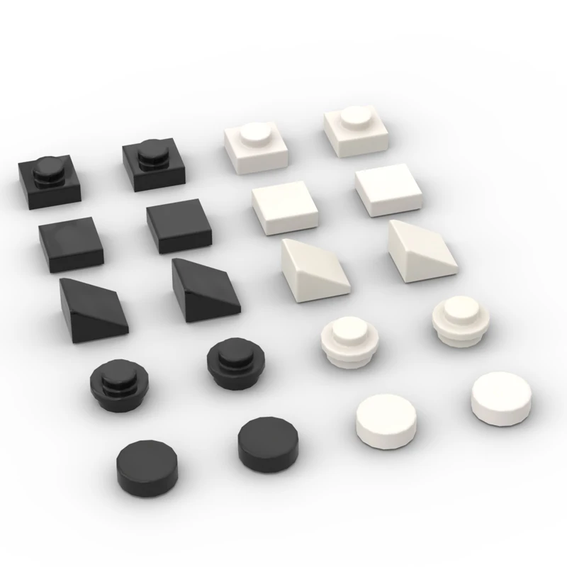 1000pcs Platte Fliesen Neigung 1x1 weiß und schwarz Mosaik Zeichnung Moc Bausteine Spielzeug kleines Lob Image