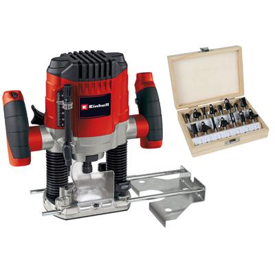 Oberfräse EINHELL "TC-RO 1155 Kit", rot, schwarz, B:129mm H:207mm L:275mm, Fräsmaschinen, 1100 Watt, inkl. 15-tlg. Fräse