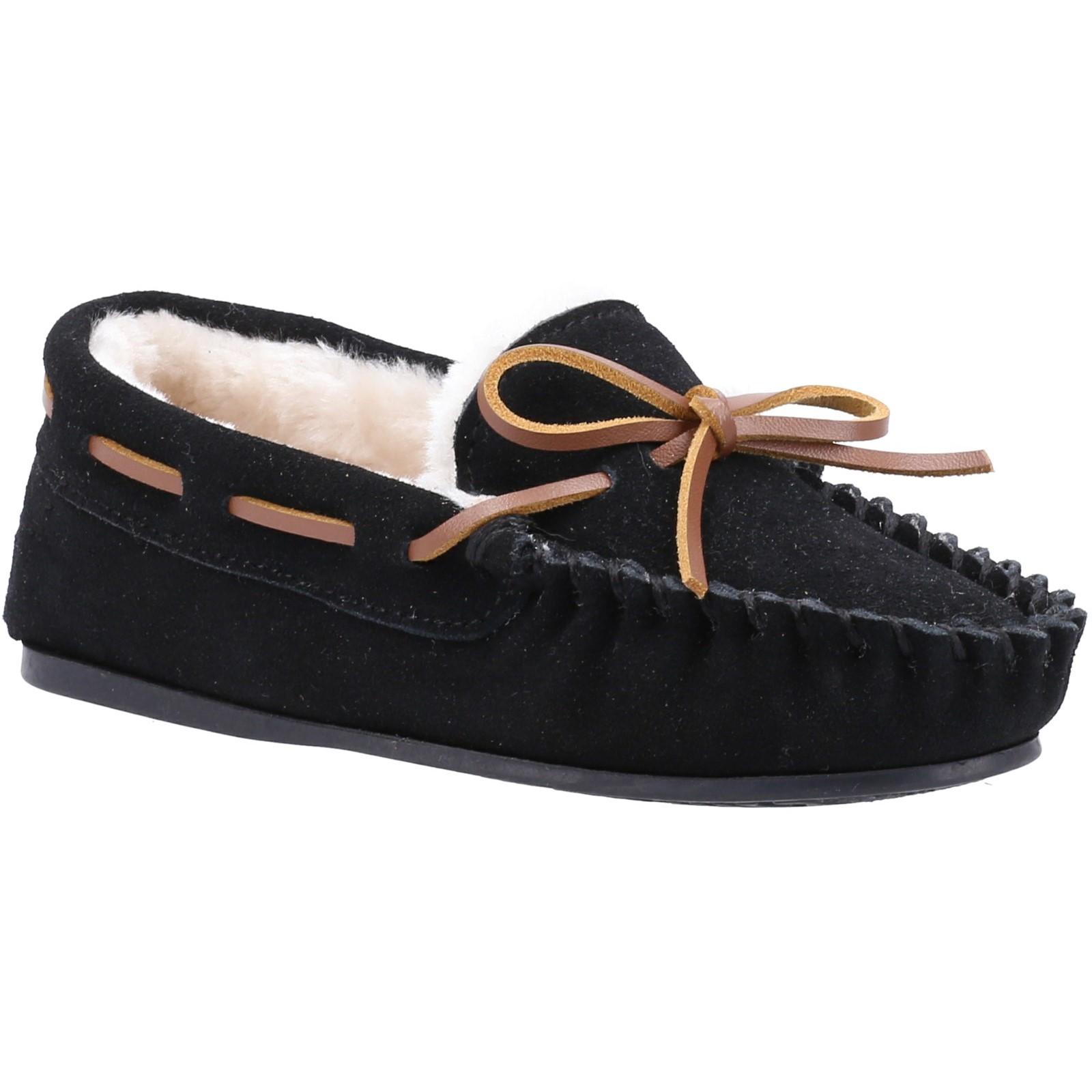 Hush Puppies Childrens/Kids Addison Wildleder Hausschuhe (Schwarz) Image