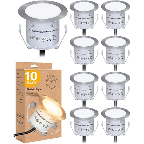 Einbau-LED-Decklicht-Set im Boden, Außen-Landschaftslicht, IP67, wasserdicht, Niederspannung, für den Außenbereich, Hof, Garten, Stufen, Treppen, Terrassenboden, Pool, Deck, Küchendekoration, Image