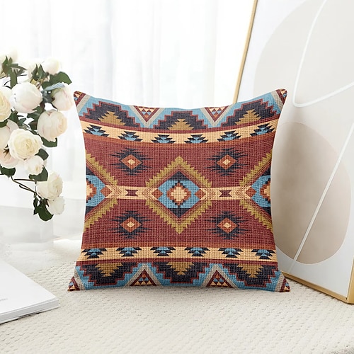 Südwestliche Vintage-dekorative Wurfkissenbezug 1PC Weicher quadratischer Couchkissenbezug für Schlafzimmer Wohnraum Sofa Stuhl Image