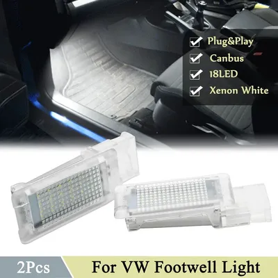 2x LED Courtesy Under Door Interior Footwell Glove Light Lamp For VW Golf MK 5/6/7 Jetta Caddy