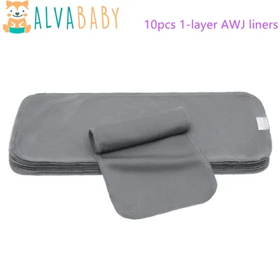 (10pcs per pack) 1-layer AWJ liners ALVABABY Reusable Nappy Liners Infant Baby Athletic Wicking Jersey Cloth Diaper Liners Grey