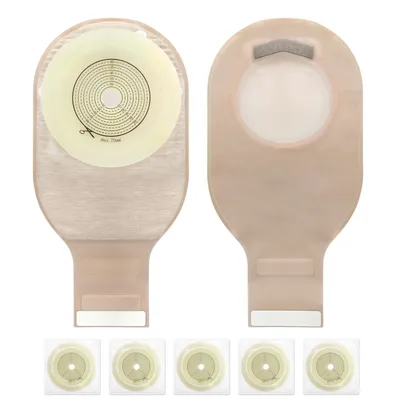 70mm 10Bags+5/10Barriers Ostomy Supplies Colostomy Bags Two Piece Drainable Pouches with hoop and