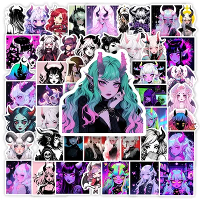 Dark Fantasy Gothic Demon Girl Stickers Wings Gift Toys Decal for Laptop Scrapbook Decorative Phone Bottles Luggage Waterproof
