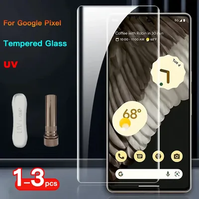 1-3PCS UV Tempered Glass For Google 8 7 6 Pro Full Cover Glue Curing For Pixel 8Pro Screen Protector