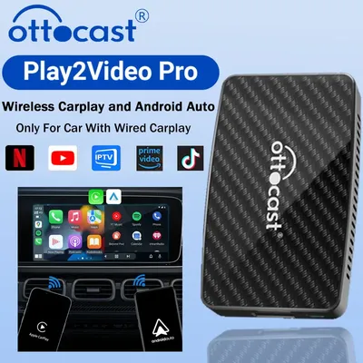 OTTOCAST Play2Video Pro Wireless CarPlay Android Auto Adapter Built in Youtube Netflix IPTV