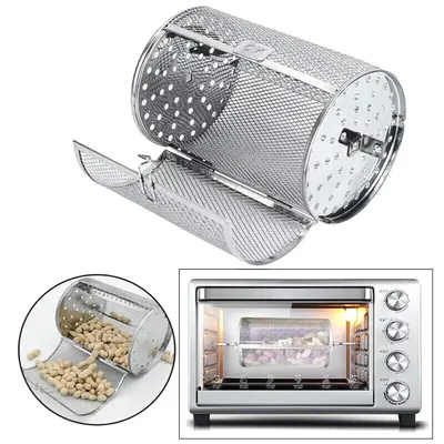 Stainless Steel Grill Rotisserie Oven For Kitchen Fry Basket Coffee Bean Grilled Cage Drum Rack Air