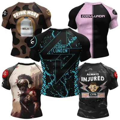 Personal Popular Design Sublimation Short Sleeve Black No Gi BJJ Jiu Jitsu Rashguard Fight BJJ Mma