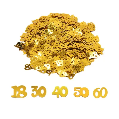 15g/Bag Golden 18 30 40 50 60 Number Sequin Confetti For Anniversary Birthday Party Decoration