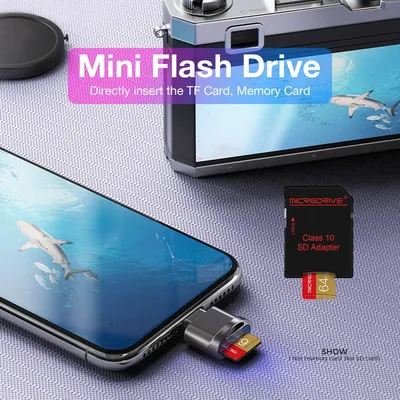 SD TF Mini Card Reader For iPhone iPad Connection External Expansion Memory Card OTG Storage Card