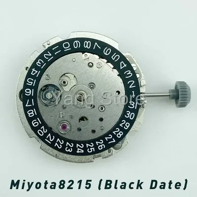 High-quality Miyota 8215 movement, black date wheel (date at 3 o'clock), quick date setting,