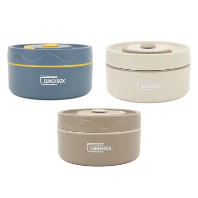 1Pcs 420ml Heat Insulation Cooker Thermal Cooking Pot Stainless Steel Double Layer Portable Round