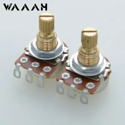 2pcs Guitar Potentiometer Splined Small Pot Brass Threaded Shaft Guitar Bass Effect Amp Tone Volume