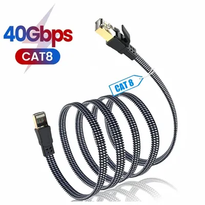 MIZIQIER long CAT 8 Flat Network Internet Cable 40Gbps SFTP RJ45 LAN Cable Patch Cord for Modem