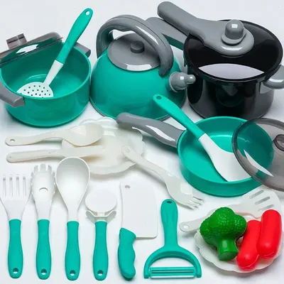 28pcs Mini Kitchen Accessories Kids Kitchen Toys Set Pretend Play Cooking Food Cookware Simulation