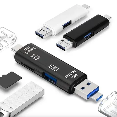 5 In 1 Multifunction USB 3.0 Type C USB Micro USB SD TF Memory Card Reader for Android IPhone
