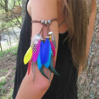 New Fashion Retro perform Ethnic Style Arm Band Bohemian Feather Armband Arm Ring Women's Dance