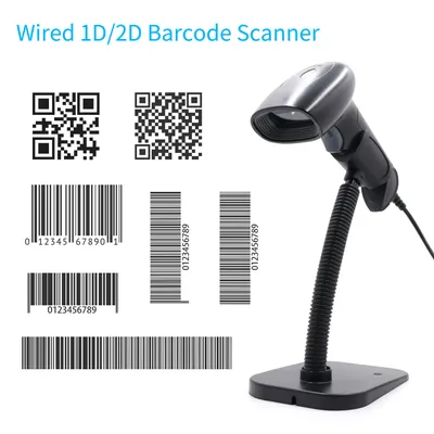 USB Barcode Scanner 1D 2D QR Handheld Wired Bar Code Reader with Stand Compatible with Windows