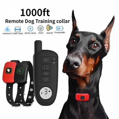 1000ft Range Dog Training Collar Waterproof Electric Shock Vibration Sound Dogs Bark Collar for