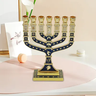 Menorah Candelabrum Table Centerpiece Traditional Candle Holder for Anniversary Christmas Living