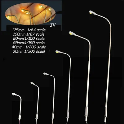 1:64 Ho TT Model Street Light Miniature Metal pole 3V warm white Lighting Scene Diy material N scale