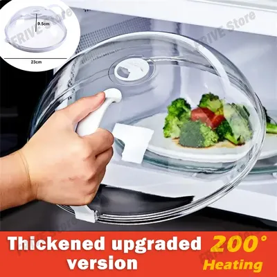 The Third Generation Microwave Splash Cover Thickened Transparent Splash-proof Cover with Handle