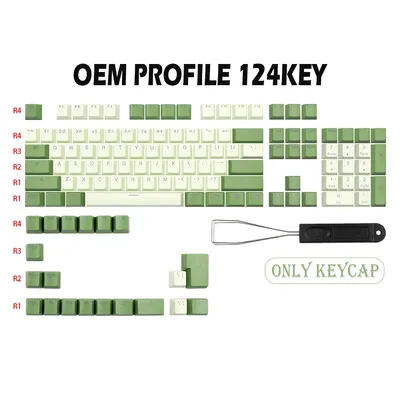 124 Key Matcha green Keycap OEM Profile pbt Double shot Keycaps For MX Switches dz60 Anne Pro2 gk61