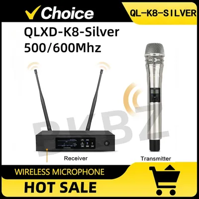 QLXD4-KSM8-Silvery 500MHz/600MHz Long Distance UHF Profeesional Wireless Microphone System Stage
