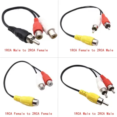 1RCA to 2RCA Male to Male to Female to Female to Male Splitter Cable Audio Splitter Distributor Converter Speaker Gold Cable