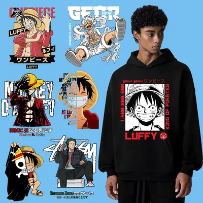 One Pieces Clothes Ironing Patche Anime Figures Luffy Heat Transfer Sticker Fashion T-shirt DIY