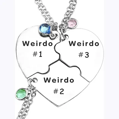 Weirdo 1 Weirdo 2 Weirdo 3 Necklace Heart Bff Necklace for 3 Best Friend Necklaces Sister Friendship