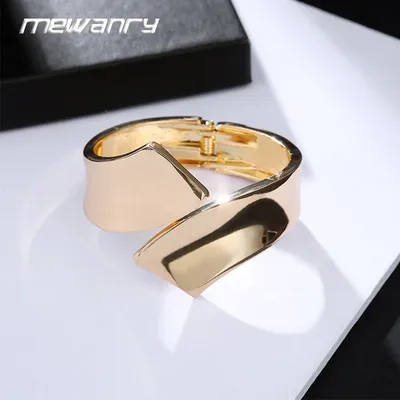 Mewanry Smooth Irregular Geometric Cuff Bracelets For Women Couples Exaggerated Simple Temperament