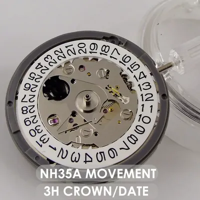 High Accuracy NH35A Automatic Movement Self-winding MOD Watch Accessories 3H Crown 21600Bph White