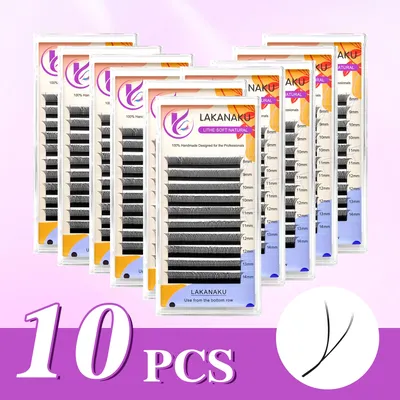 LAKANAKU Cilios YY Eyelashes Extensions 10Pcs/Set C D DD Brazilian 2D YY Lashes Natural Soft Premade