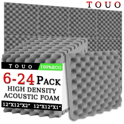 TOUO Egg Trough 6/12/24 Pcs Studio Acoustic Foam High Density Sound Foam Wall Soundproofing