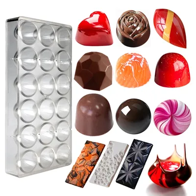 Chocolate Mold Polycarbonate Heart Sphere Shape Candy Bar for Confectionery Baker Pans Tray Baking