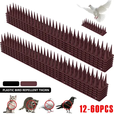 12-60Pcs Anti Climb Bird Spikes Fence Wall Spikes Stop Birds and Cats Sitting on Fence Cat Repellent