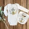 Personalized Matching Baby Bib & Romper 2PCS Animal Initial with Name Name Newborn Bibs Bodysuit Set