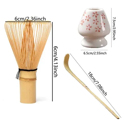 3pcs/set Tea Brush Matcha Stirring Brush Tea Brush Stand Japanese Tea Ordering Tools 3pcs Tea Spoon