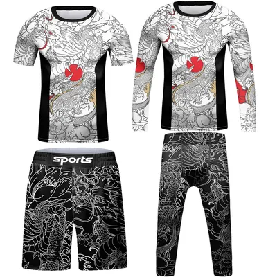Kid's MMA Clothing Jiu Jitsu Rashguard T-shirt Muay Thai Shorts Gym Boy Children Basketball