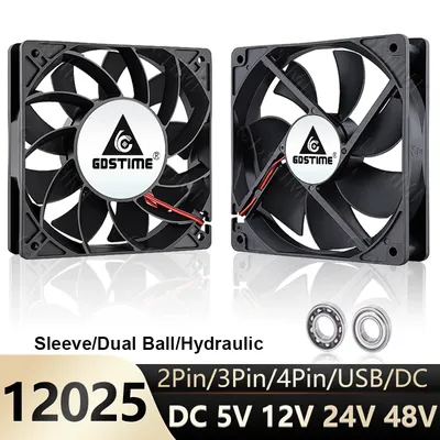 Gdstime 120*25mm Cooler 5V 12V 24V 48V 12cm DC Brushless Cooling Fan12025 2PIN 3PIN 4PIN USB Fan for