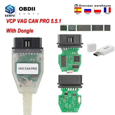 VCP VAG Can Pro 5.5.1 USB Dongle OBD OBD2 for VW/Audi Car Diagnostic Cable VCP Scanner Auto Tool For