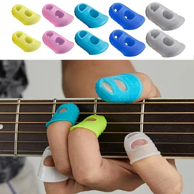 10PCS Colorful Silicone Guitar Fingertip Protection Nonslip Fingerstall For Beginner Playing Electric Guitar Bass Ukulele Kalimb