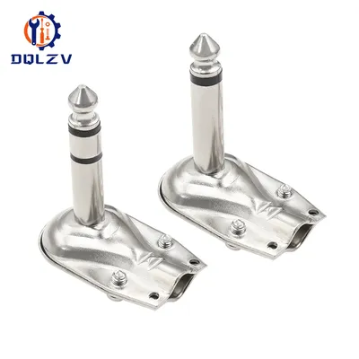 Metal Right Angle 6.35 90 Degree 2/3 Pole Mono/Stereo Jack Plug 6.35mm Guitar Phone Amplifier