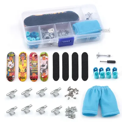 4 Pcs Frosted Surface Alloy Finger Skateboard Storage Box /Rack Box Kits Gift Box Mini Sports Pants