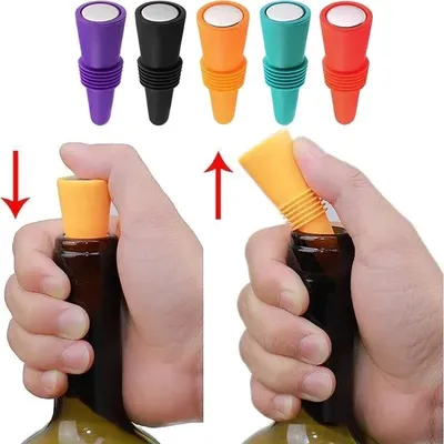 Silicone Wine and Beverage Bottle Cap Set Leak Proof Champagne Bottles Sealer Stoppers Wine Cork