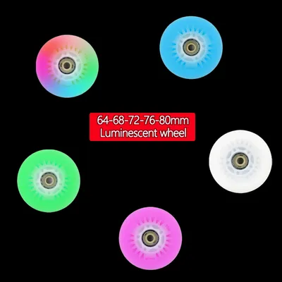 4pcs LED Flash Wheels 64mm/68mm/72mm/76m/80mm Inline Skates Rock Fancy Skates Light Up Wheels PU