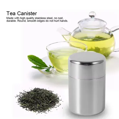 Hot Sale Double Lid Tea Tin 400ml/550ml Stainless Steel Canister Moisture-proof Airtight Tea Can